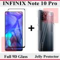 Infinix Note 10 Pro Full Black 9D|10D|11D|21D|6D|5D| Tempered Glass Edge to Edge Full Glue Screen Protector + Back Jelly Protector Clear Soft Film Protector Hydrogel Film Protector For Infinix Note 10 Pro. 