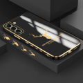 Samsung S22 Plus 5G Cartoon ELK Deer Reindeer Square Edge Pattern Casing Plated Phone Shell Luxury Plating Soft Phone Case. 