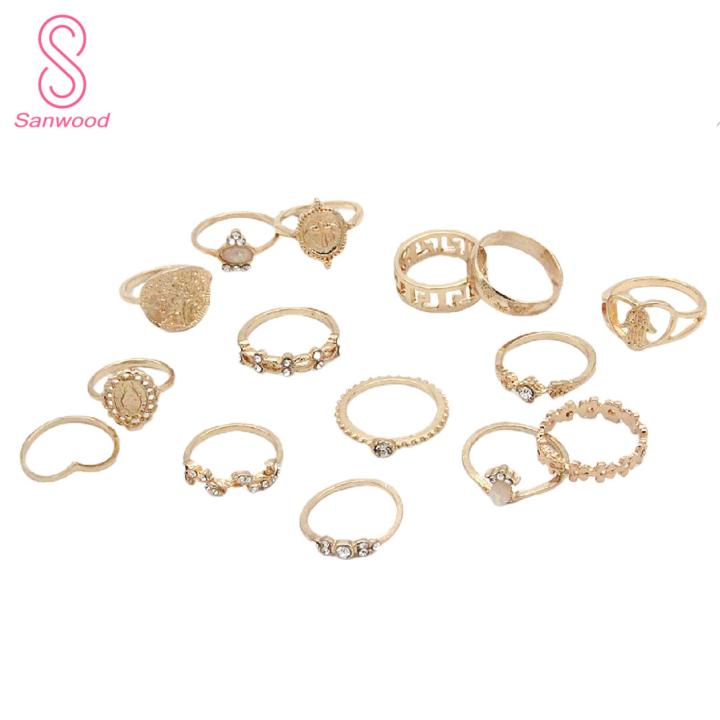 Knuckle Rings Unique Design Carved Hollow Heart Finger Rings