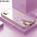 Jizetin (Free Lanyard) for Realme C11 2021 / C20 / C20A Back Cover Butterfly Girl Luxury 6D Plating Case Side Pattern Soft Silicone Square Phone Cases. 
