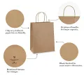 Pack of 10 Paper Bags 8 X 11 X 3 Gift Bags, Party Bags, Shopping Bags, Kraft Bags, Retail Bags, Merchandise Bags, Brown Paper Bags with Handles Bulk 110Grams. 