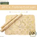 Table Mat 3pc Set  & Placemat for side Dressing Table | Golden | 16"x 34"| QS Bedding. 