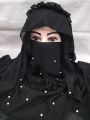 Crown Hijab With Naqab Ready To Wear| Crown Niqab Hijab for Girls | Crown Style Naqab and Hijab. 