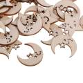 2x50 Pieces Natural Wooden Moon Stars Shapes for DIY Crafts. 