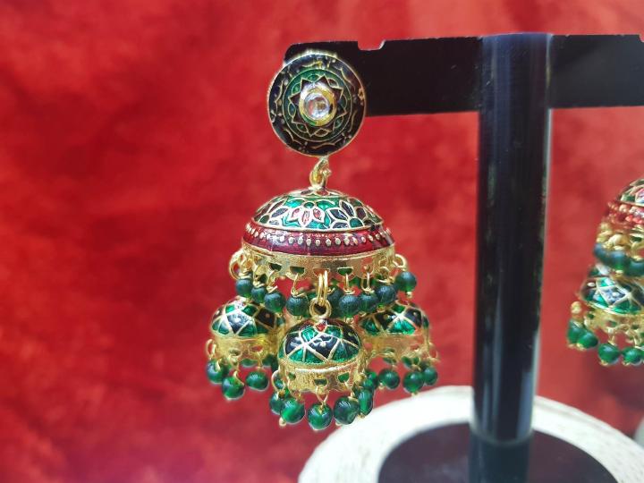 Multi%20Color%20Stylish%20Dangel%20Multiple%20Jhumkis%20In%20Meena%20-%20Image%203