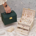 3 Layer Pu Leather Jewelry Storage Organizer Box with Lock, Drawer Type, Used To Store Rings, Bracelets, Earrings, Necklaces, Synthetic Leather And Velvet, Gifts For Women. 