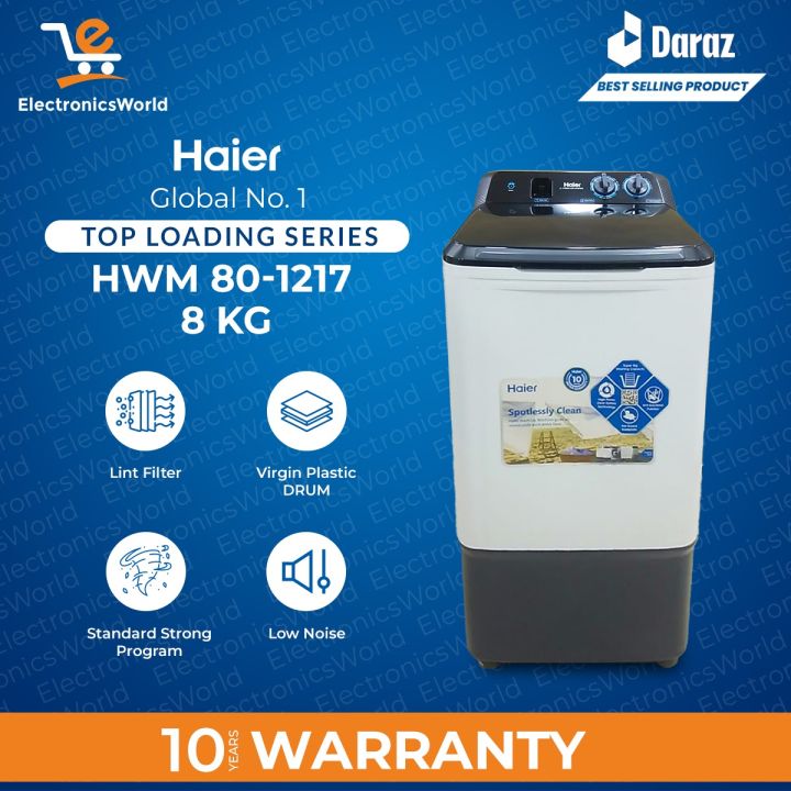 Haier Washing Machine   | HWM-80-1217 | Latest model - 08 KG Washing Capacity-10 Years Motor Warranty