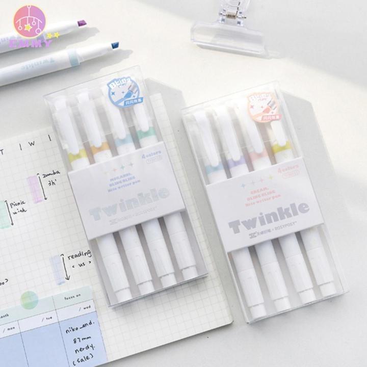emmy 4 Pcs Magic Glitter Highlighter Bright Sparkling Color Drawing Painting Watercolor Marker Pen Student Stationery