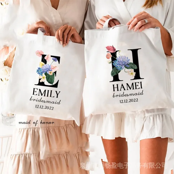 Custom Named Text Bridesmaid Gift Bags Bridesmaid Big Bag With Handles ...