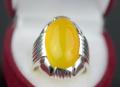 Mens Yemeni Zard Aqeeq Sterling Silver 925 Yellow Onyx Ring Yellow Carnelian Ring Zard Aqiq Ring Yemen Hakik Ring Natural Yellow Agate Ring Chandi Ring Original Gemstone Ring. 