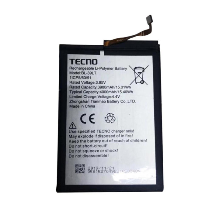 Tecno Spark 4 Original Battery - 4000mAh Replacement for Infinix S5, Smart 4, Camon 12, 15