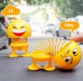 Car Interior Dashboard Decoration Spring Smile Doll Car Emoji Shaking Head Toy-Yellow. 