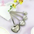 4Pcs/Set Heart Shaped Stainless Steel Measuring Spoons Wedding Shower Favors. 