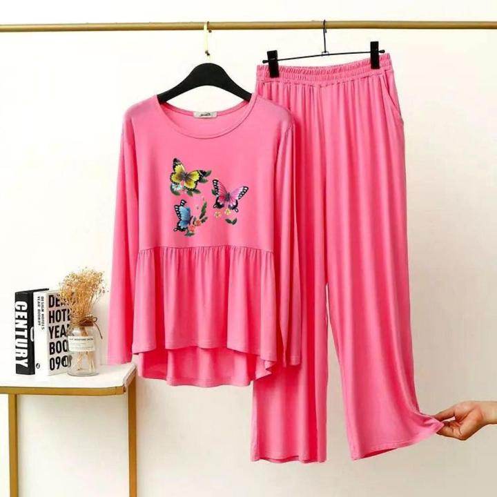 New Frock Style Nightsuit With Flapper Style Sleep Wear For Women Night Wear For Women Night Suit For Women T-Shirt and Trouser For Women and Girls