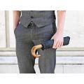 WOODEN HANDLE AUTOMATIC COMPACT FOLDING UMBRELLA. 