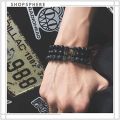 ShopSphere Black Dumbbell Bracelet Gym Bros Bracelet Volcanic Stone Adjustable Natural Stone Beads Bracelet Fitness Barbell Jewelry for Men. 