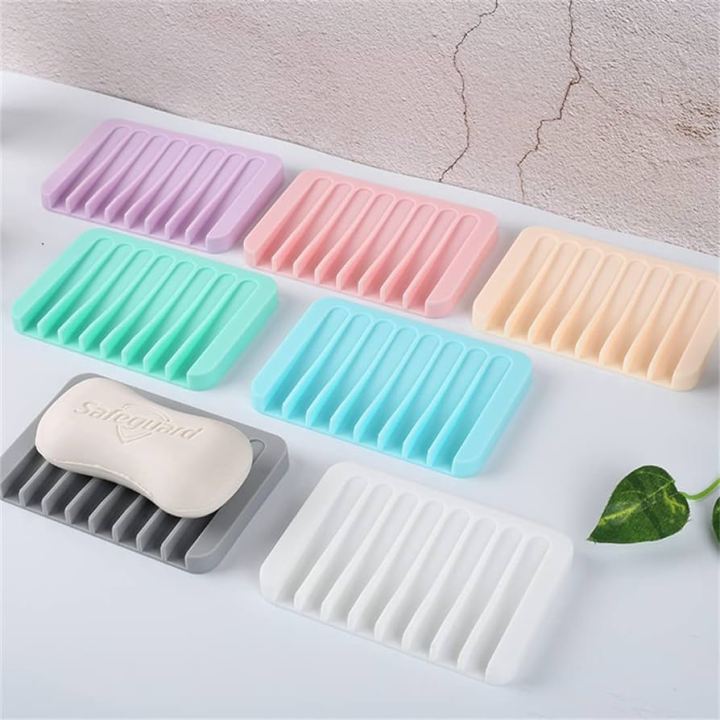 Silicone Soap Dishes Self Draining Soap Bar Holder Soap Saver Sponge Tray Drainer Dishes for Bathroom Shower Bathtub Kitchen (1 Pcs)