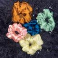 Pack of 5 Strong Elastic multi colour Soft Ponytail Scrunchie Hair band & hand wear for girls hair Silk multicolour. 