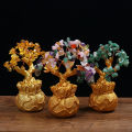 Feng Shui Money Wealth Tree Yellow Citrine Amethyst Crystal Lucky Tree Decor Cologo. 