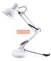 White Colour Adjustable Aesthetic Study Table Desk Lamp  2ft Flexible Metal Swing Arm 360 rotation E27 eye protection Decoration Simple Modern Ornaments Creative Bedroom Bedside Study Office Bedroom Reading Lamp with Heave Base. 