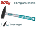 TOTAL 500g Drop-Forged Hammerhead Machinist Hammer with Unique Design Fiberglass Handle THT715006. 