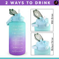 2 Liter Water Bottle - Premium Quality Leakproof Sports Water Drinking Bottle Outdoor Travel Purple & Blue Color Gradient Bottle - Torrnado. 