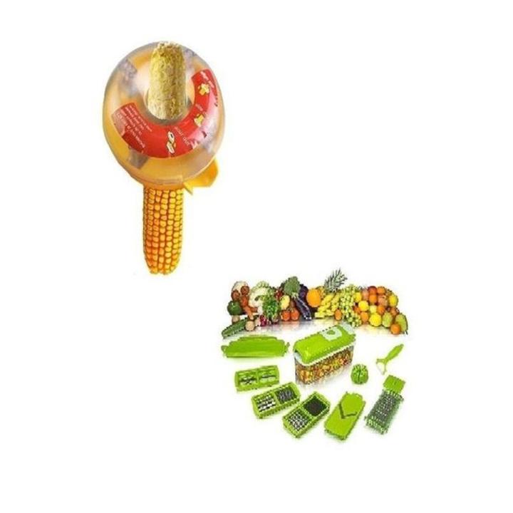 Pack Of 2 - Nicer Dicer & One Step Corn Kerneler - Yellow & Green