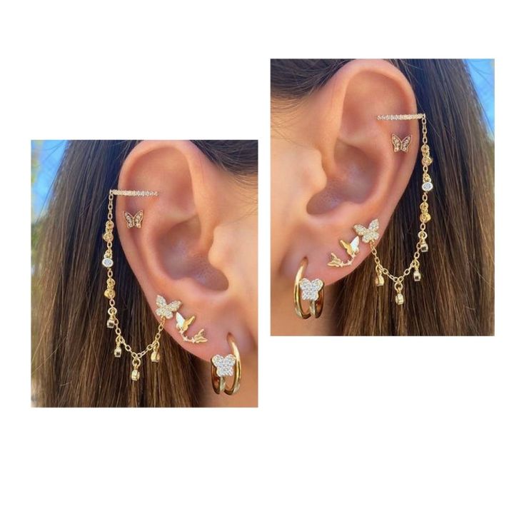 For TWO ears 8pcs/set High Level Korean Star Ear Cuff Style & Elegant Stylish Earring