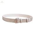 Fashion Men Rivet Belt Adjustable PU Leather Casual Punk Cool Boy Girl white. 
