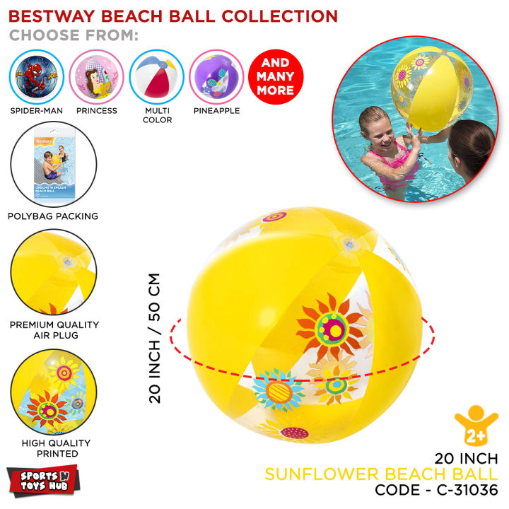 Bestway Inflatable Beach Ball Collections, Designer Beach Balls - Princess, Arial, Spidermen, Marvel Avenger For Kids Play In Swimming Pool Bal, Easily In Pool & Beach Summer Outdoor Fun For Children, Swimming Essentials, Beach Toys