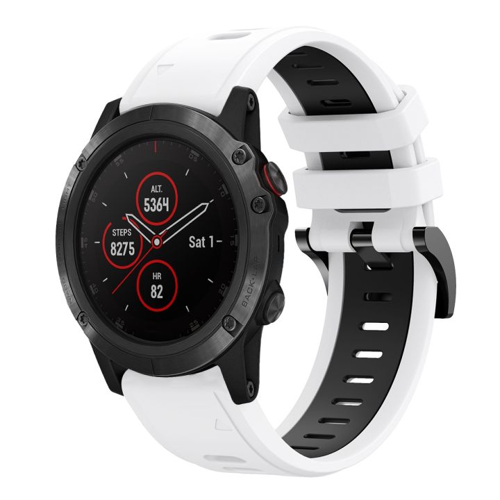 For Garmin Fenix 5X Plus 26mm Two-Color Sports Silicone Watch Band