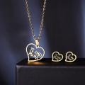 Mother's Day Jewelry Set New MAMA Gift Stainless Steel Necklace Earrings Earrings Set Mother Love Rose Flower Pendant Mother Fashion Personality Mother's Day Thanksgiving Gift. 