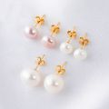 KEEMEEUYZO Real 925 Sterling Silver Earrings Natural Freshwater Pearl Stud Errings Gold Jewelry For Women Fashion Birthday Gift. 