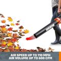 WORX WG520 12 Amp TURBINE 600 Electric Leaf Blower corded 110 Volt. 
