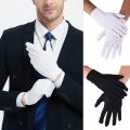 Men's New Solid White Tuxedo Gloves Party Festive Wedding Ceremony Formal Uniform Guard Band Butler Protection Etiquette Mittens. 