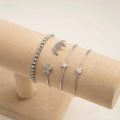 4Pcs/Set Adjustable Open Bracelet for Girls and women Golden and Silver Moon Star Heart Bracelet. 