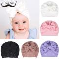 New Baby Turban Hat Candy Color Bow Knotted Hats Summer Breathable Newborn Fetal Cap Soft Elastic Infant Girl Bonnet Beanie. 
