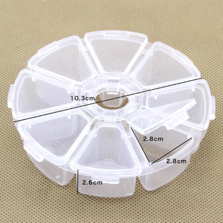 Round 8 compartment storage box Transparent PP plastic box Fishhook box jewelry accessories bead packaging small box