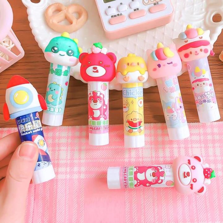 Kawaii Aesthetic stationery supplies office accessories stationery items cute Cartoon Hand Work Solid Color solid glue