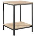 Square Wrought iron table with wooden top. 
