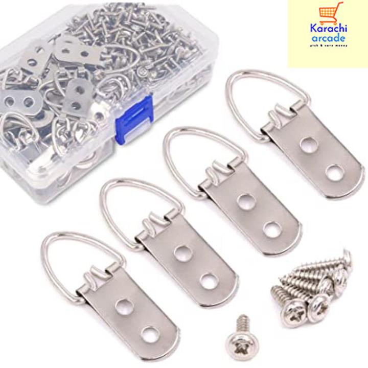 Pack Of 20 Picture Frame Hanger - D Rings Picture Hooks with Screws for Hanging Clock, Paintings, Artwork, Mirrors