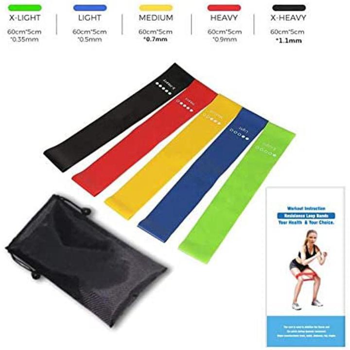 Yoga Resistance Band 5 Piece Exercise Ring Exercise Belt Suitable for Home Fitness Physiotherapy and Carrying Bag
