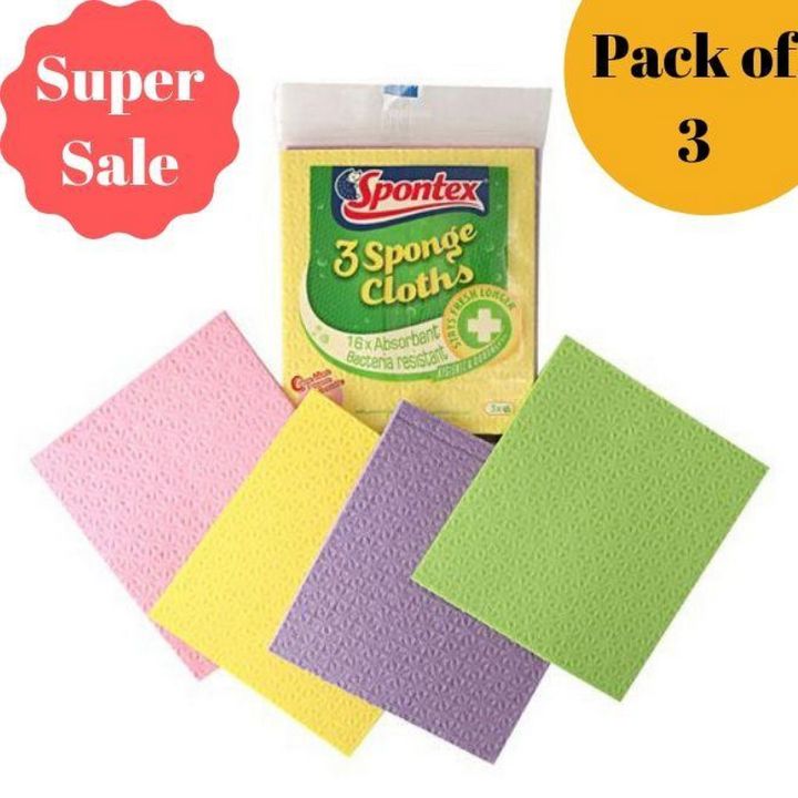 Spontex Sponge Cloths High Absorption,flexible and ideal for Mopping up spills - Pack of 3