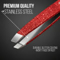 OCBA Professional Eyebrow Tweezers Set Stainless Steel Slanted Tip Tweezers for Eyebrows Plucking, Ingrown Hair, Splinter Hair and Facial Hair Remover Suitable For Men & Women. 