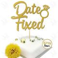Date Fixed Cake Topper for Party Celebration, Bridal Shower, Shaadi Mubarak, Wedding & Engagement Cake Decoration Toppers in Gold. 