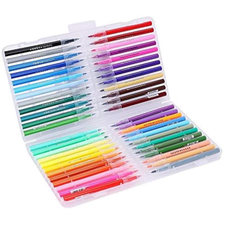 M and G Pack of 48 Soft Fiber Flexible Brush Tip Water Color Markers - Non Toxic - Washable