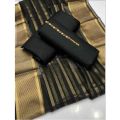 SastaaE 3 Pieces Unstitched Katan Silk Plain Shirt & Trouser With Organza Lining Dupatta For Womens & Girls Unstitched Fabric For Women. 