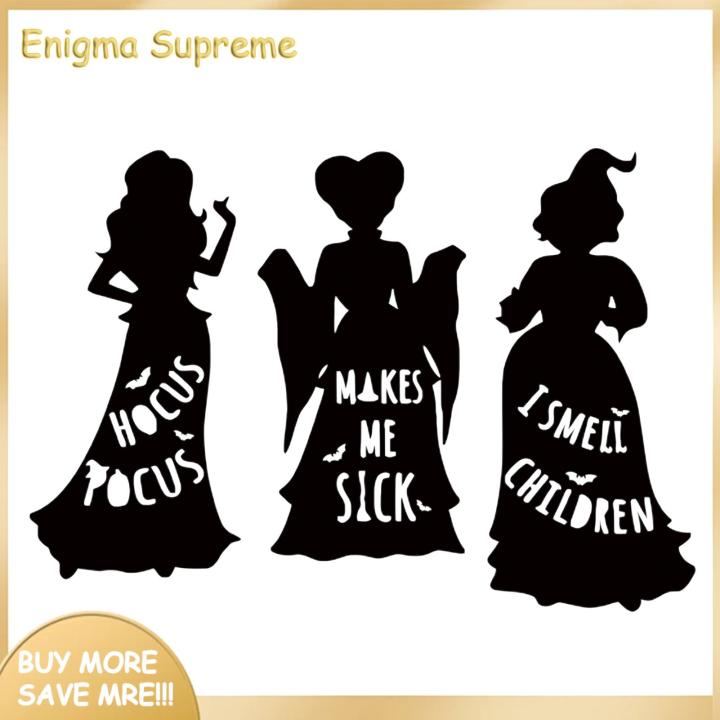 Enigma- Halloween Window Stickers Spooky Halloween Witch Window Sticker for Home Office Decoration Waterproof Pvc Static Decal for Glass Door Black Witch Silhouette Design Set of 3 Sheets Spooky Witch