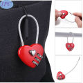3 digits Ressetable Combination Padlock for Suitcase locker Travel Bags gift heart shape number code lock. 