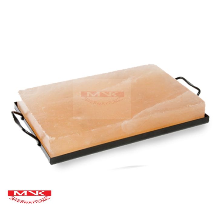 Free 500g pink salt, Natural Himalayan Rock Salt Block Cooking Plate 30*20*4.5CM for Cooking Grilling, Cutting and Serving, Food Grade Salt with Metal Steel Tray/kitSet